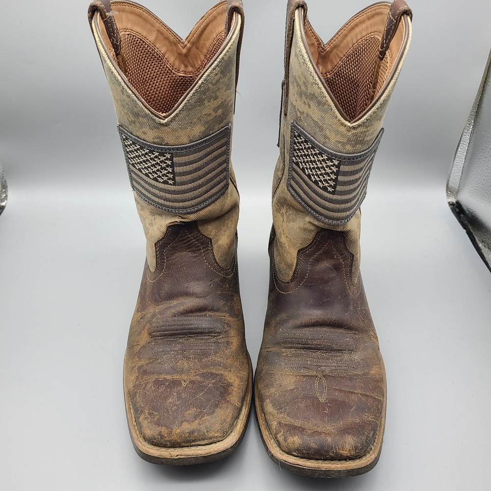 Ariat Sport Patriot Mens 9D Brown Leather Camo American Flag Boots 10023359 - Picture 2 of 6